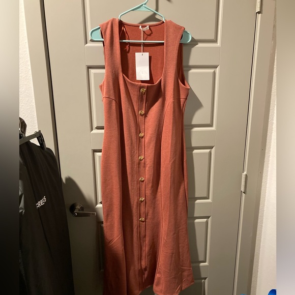 ZARA NWT Buttoned Pique Dress - Picture 5 of 8